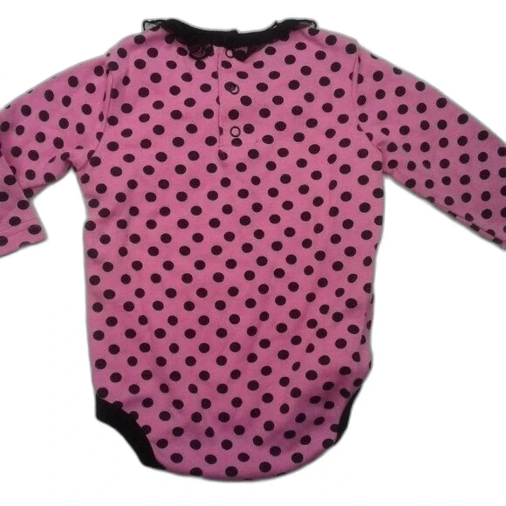 baby essentials Pink & Black 3pc Set Onesie Leggings Hat Polka Dots Ruffle 9Mo